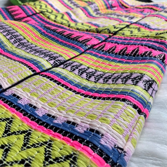 Milly Rare Neon Woven Aztec Striped Mini Dress - Picture 6 of 12